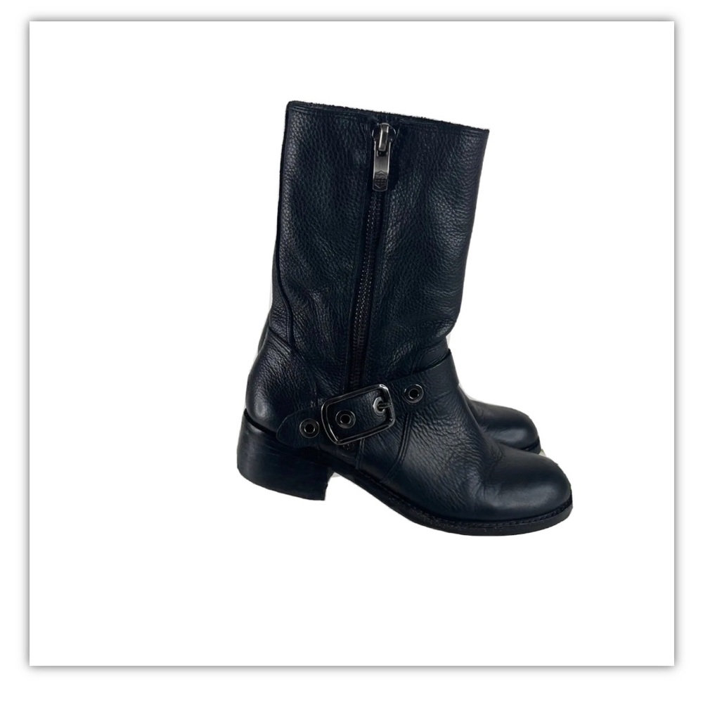 Vince Camuto Walt Black Leather Biker Boots Studded Hidden Gems Womens Size 8